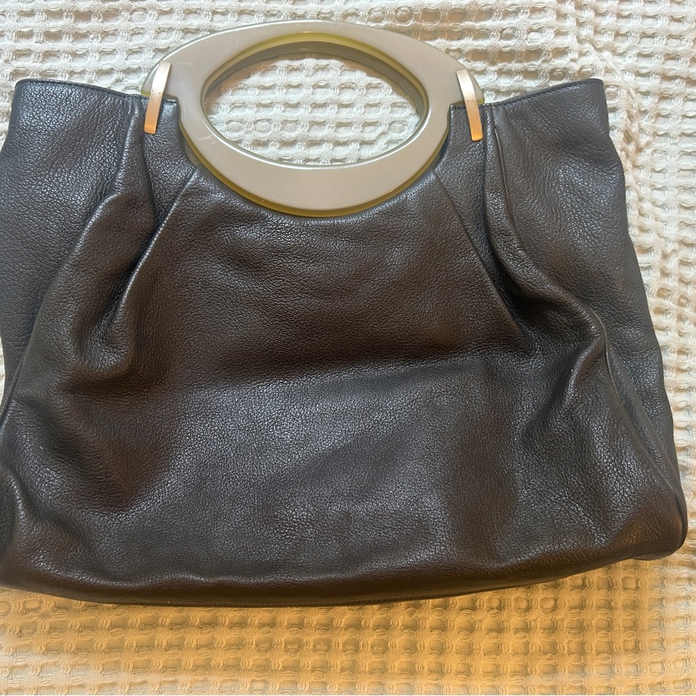 Marni Resin Handle, Medium sized tote made in Italy, seaweed color